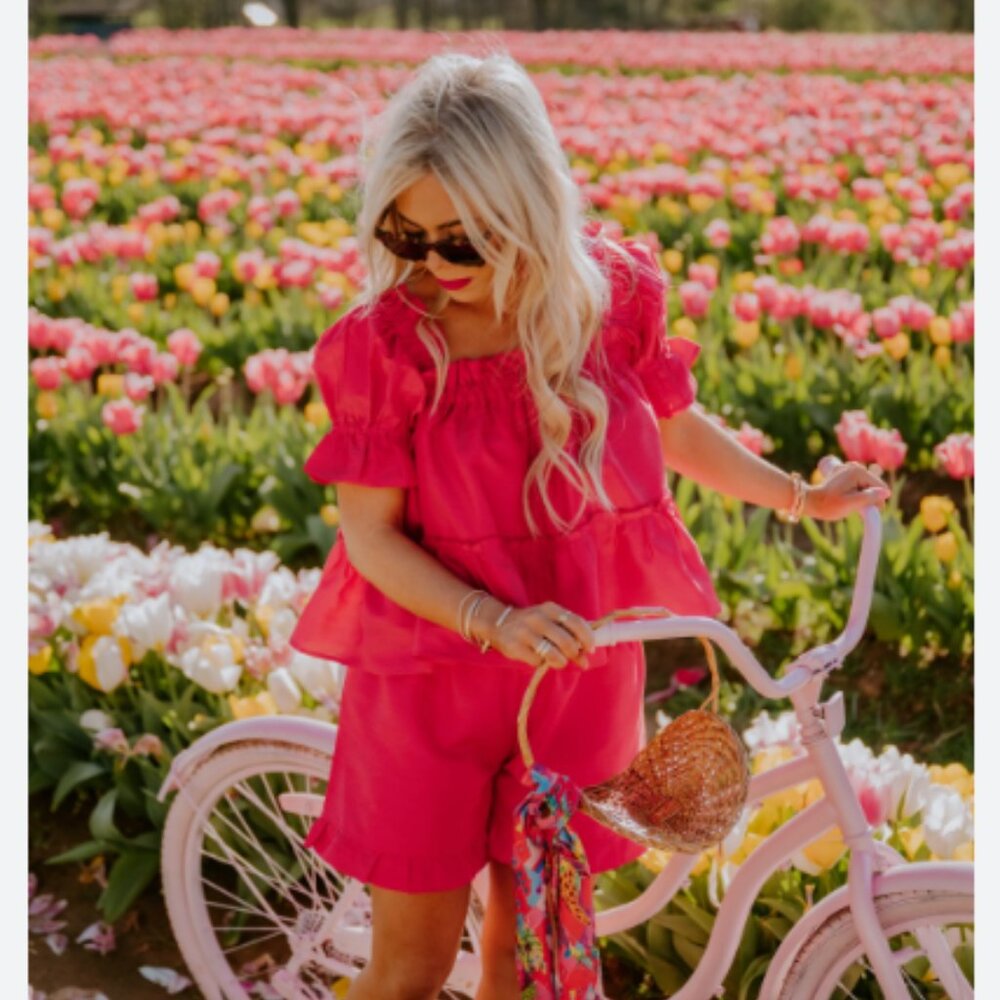 NWOT Elizabeth Wilson Polly Set in Azalea Pink